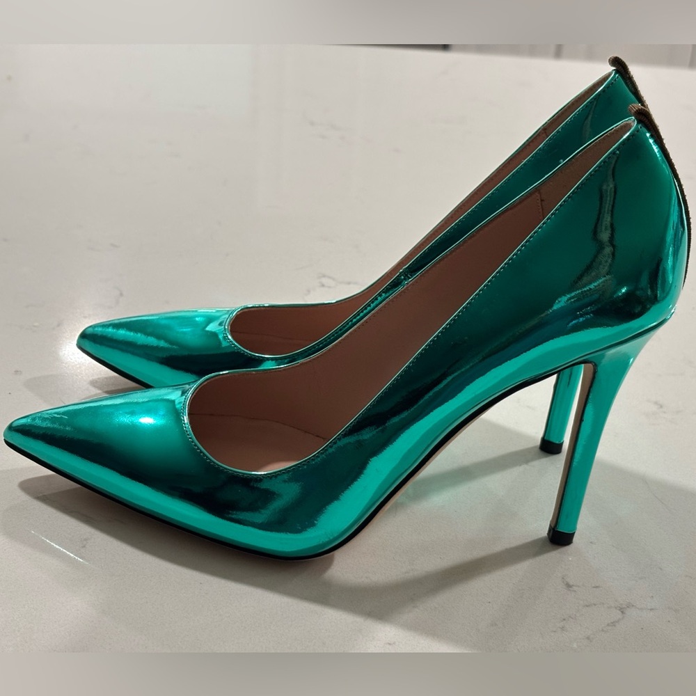 😍SJP Metallic Teal Pointed-Toe “ Fawn” Pumps /Euro 37.5/ US 7